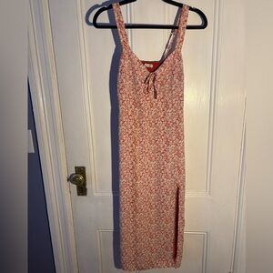 Abercrombie red floral flowy midi sundress